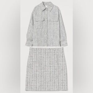 H&M Bouclé Shirt Jacket & Mini Skirt Set